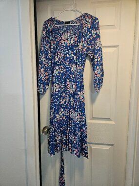 Talbots Bright Blue Dress With Flowers